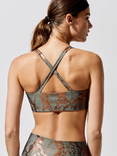 Shop Carbon38 Metallic Snake Contour Cross-back Bra - Olive Bronze - Size L