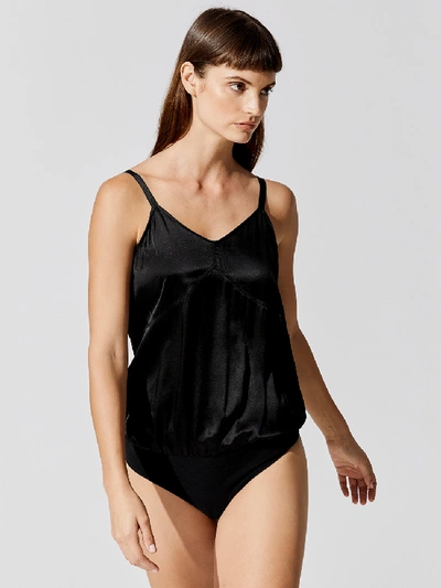 Shop Atm Anthony Thomas Melillo Silk V Neck Cami Bodysuit In Black