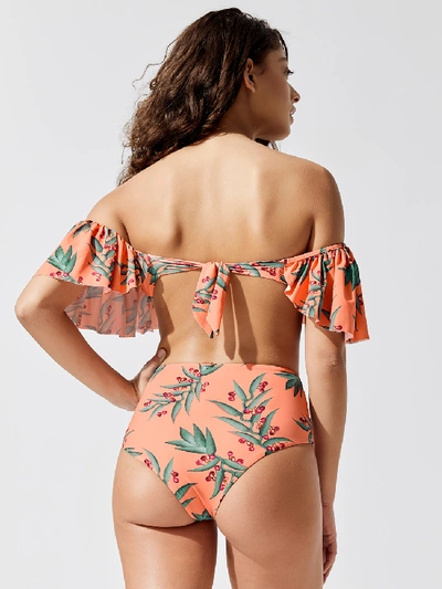 Shop Patbo Off-the-shoulder Bikini Top In Heliconia Coral