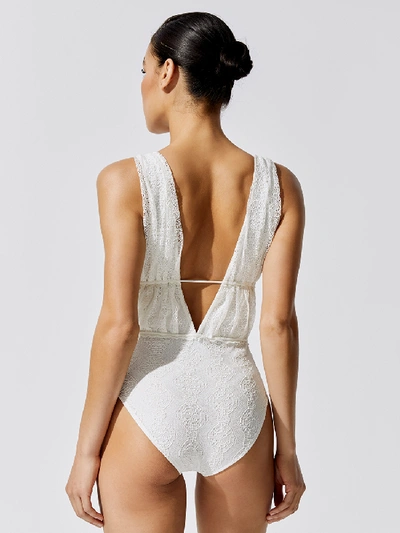 Shop Jonathan Simkhai Shelley Lace Up Button One Piece In White