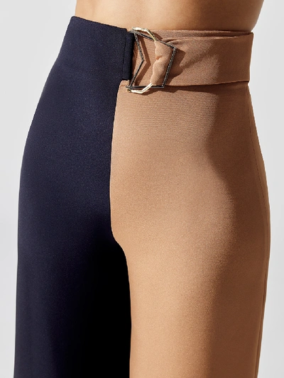 Shop Cushnie High Waisted Wide Leg Pant In Navy/camel