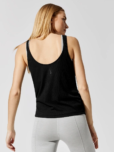 Shop Nike Yoga Ruched Tank In Black/dark Smoke Grey