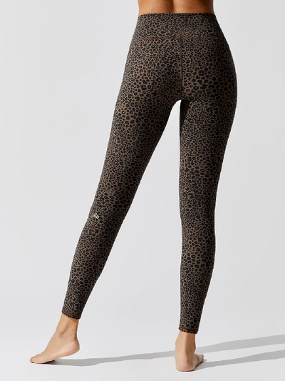 Shop Alo Yoga High-waist Vapor Leopard Legging In Olive Branch