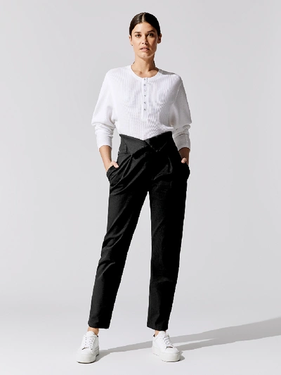 Shop The Range Structured Twill Fold-over Pants In Black