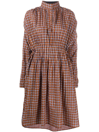 Shop Cedric Charlier High-neck Checked Dress In Orange