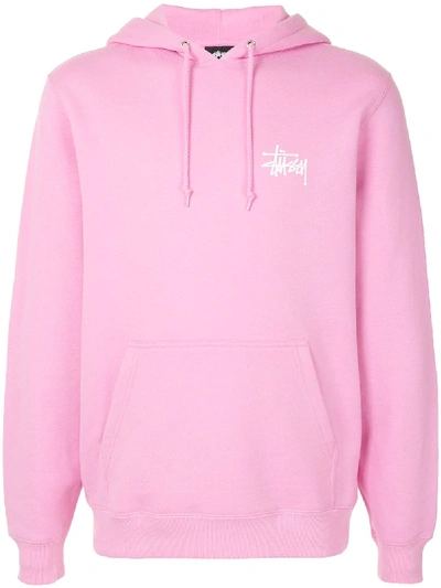 Shop Stussy Oversized Logo Print Hoodie In Pink