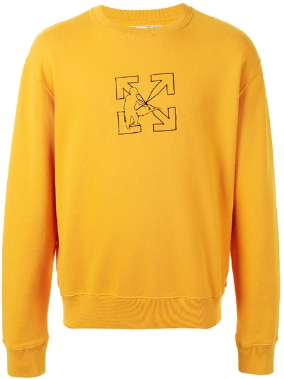 Shop Off-white Logo-print Cotton Sweatshirt In Yellow