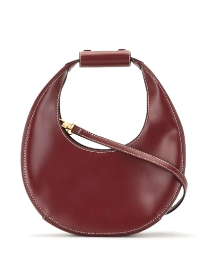 Shop Staud Moon Small Leather Shoulder Bag In Red