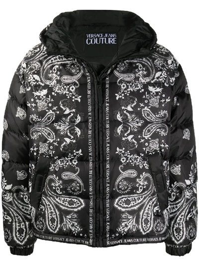 Shop Versace Jeans Couture Quilted Baroque Jacket In Black