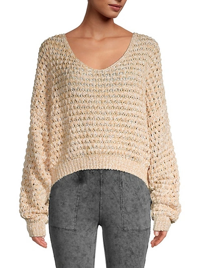 Shop Free People Coconut Loose-weave Sweater In Sandy Combo