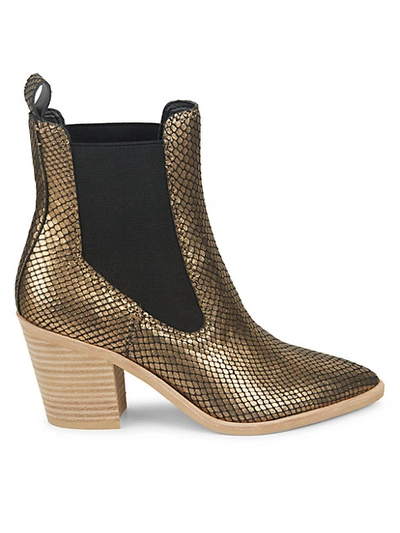 Shop Dolce Vita Sabil Metallic Snake-embossed Leather Chelsea Boots In Gold Snake