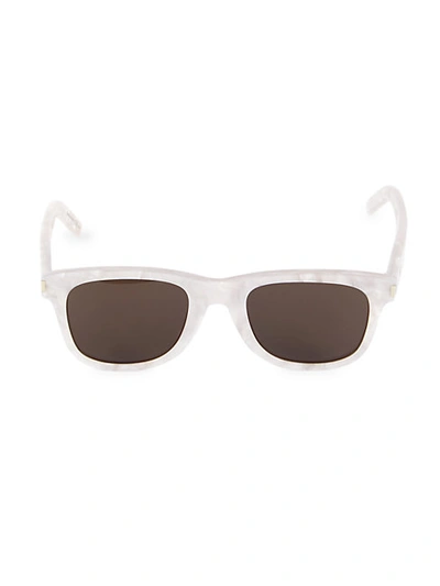Shop Saint Laurent 50mm Core Square Sunglasses In Shiny White