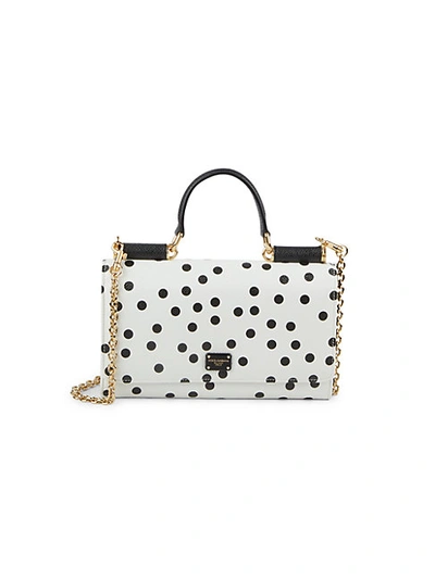 Shop Dolce & Gabbana Polka Dot Leather Satchel In White