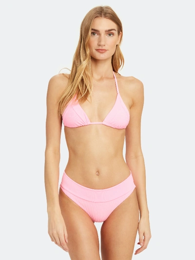 Shop Frankies Bikinis Gavin Mid Rise Ribbed Bottom - Xs In Pink