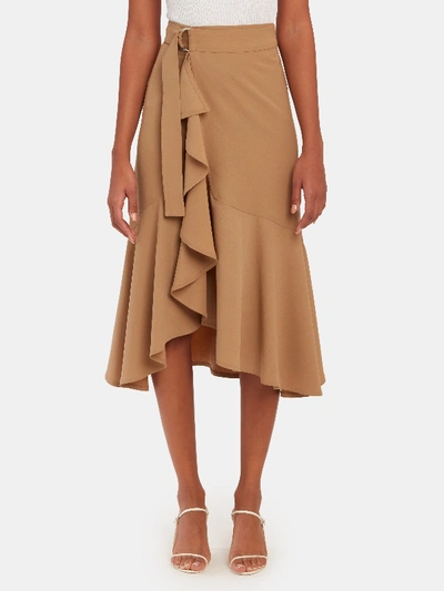 Shop A.l.c Pierre Midi Ruffle Skirt In Brown