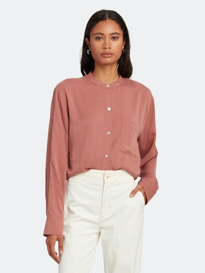 Shop Vince Relaxed Band Collar Blouse - L - Also In: S, Xl, Xxs, M, Xs In Pink