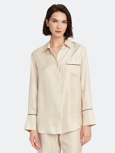 Shop Asceno The Milan Silk Button Down Top - M - Also In: L, Xs In White