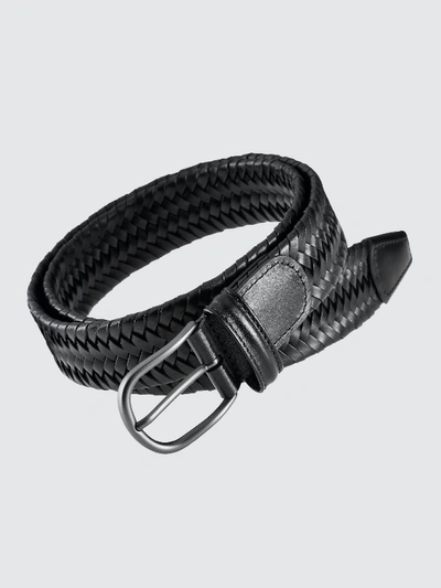 Shop Anderson's Braided Leather Belt In Black