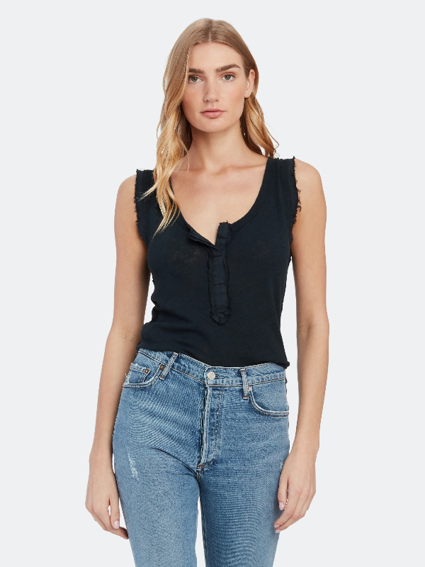 Free People Vacay Faux Button Down Tank In Black | ModeSens