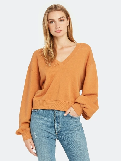 Shop Agolde V-neck Balloon Sleeve Sweatshirt - Xl - Also In: S, L, Xs, M In Orange