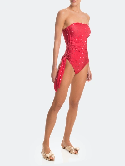 Shop Adriana Degreas Mille Punti Frilled Strapless Knot Swimsuit - L - Also In: M, Xl, S In Red