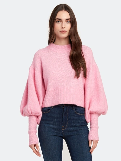 Shop Baum Und Pferdgarten Coline Crop Blouson Sleeve Sweater - L In Pink