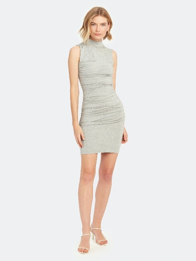 Shop The Line By K Ayme Ruched Mock Neck Mini Dress - Xs - Also In: M, S, L, Xl In Grey