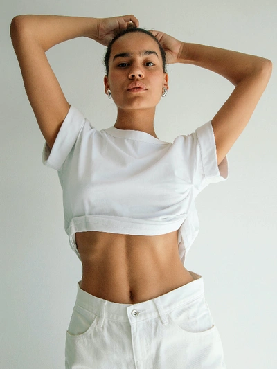 Shop The Line By K Joseph Cropped T-shirt In White