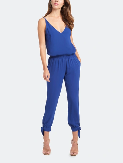 Shop Amanda Uprichard Seville V-neck Ankle Tie Jumpsuit - M - Also In: Xs, S, L In Blue