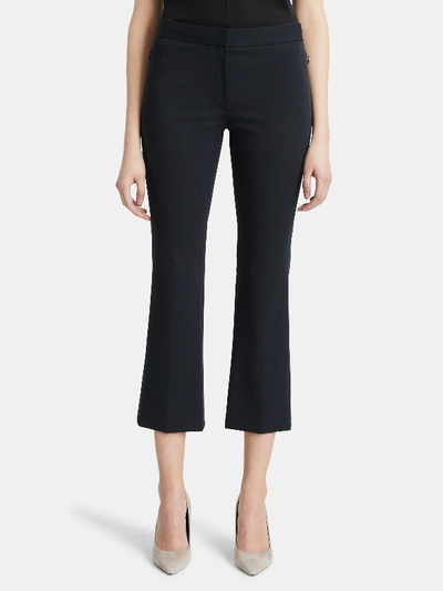 Shop Theory Twill Mid Rise Cropped Kick Flare Pants In Black
