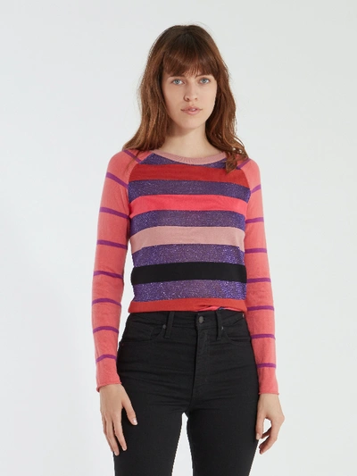 Shop Replica Los Angeles Super Stripe Crewneck Sweater - L - Also In: M In Pink