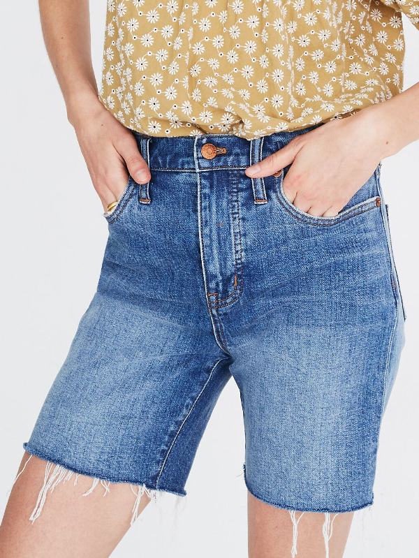 Madewell High Rise Mid Length Denim Shorts In Blue ModeSens