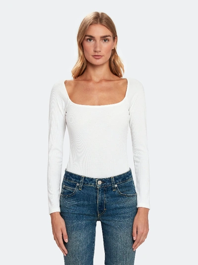 Shop Astr The Label Reagan Square Neck Bodysuit In White