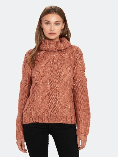 Shop Moon River Cable Knit Turtleneck Sweater - M - Also In: Xs In Pink