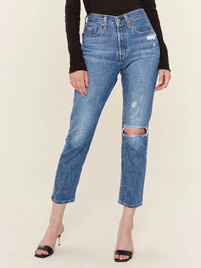 Shop Levi's 501 Distressed High Rise Skinny Jeans In Blue