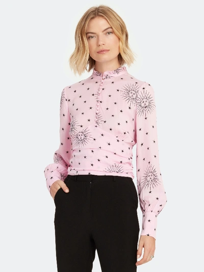 Shop Birgitte Herskind Sloane Ruffle Neck Blouse In Pink