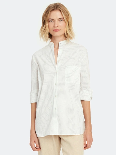Shop Vince Classic Stripe Band Collar Shirt - L - Also In: Xl, Xs, S, Xxs, M In White