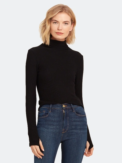 Shop Enza Costa Knit Long Sleeve Turtleneck Sweater - M In Black