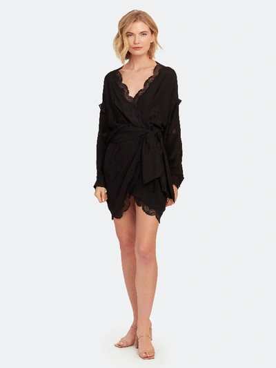 Shop Iro Ragna Tie Waist Mini Dress In Black