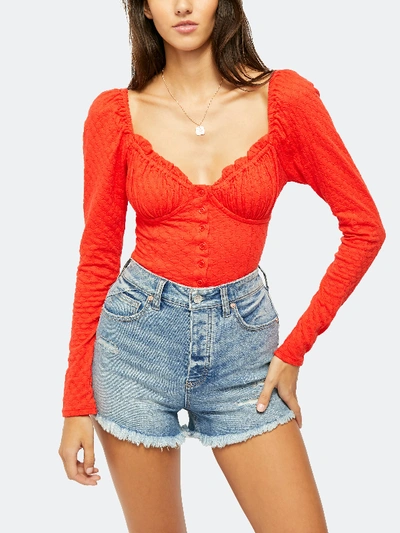 Shop Free People Ladybug Long Sleeve Corset Top - L - Also In: M, S In Red