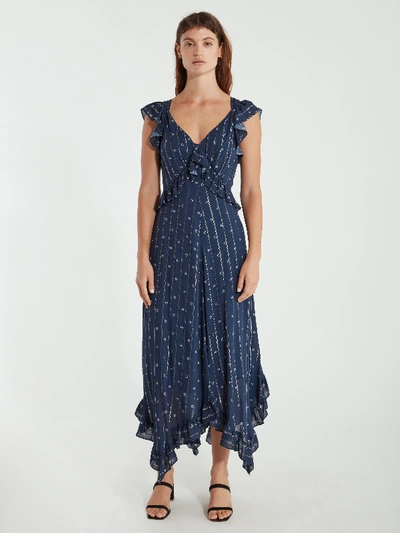 Shop Icons Objects Of Devotion The Day Ruffle Midi Dress - S - Also In: M, Xs, L In Blue