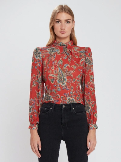 Shop Icons Objects Of Devotion The Tess Mcgill Mock Neck Blouse - L - Also In: Xs, M In Red