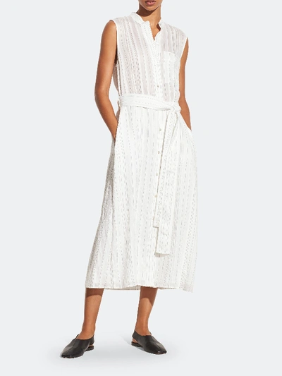 Shop Vince Drapey Stripe Shirt Sleeveless Midi Dress - Xxs - Also In: Xl, Xs, L, S In White