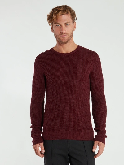 Shop John Varvatos Davidson Long Sleeve Mercerized Waffle Crewneck Sweater - Xxl - Also In: Xs In Red