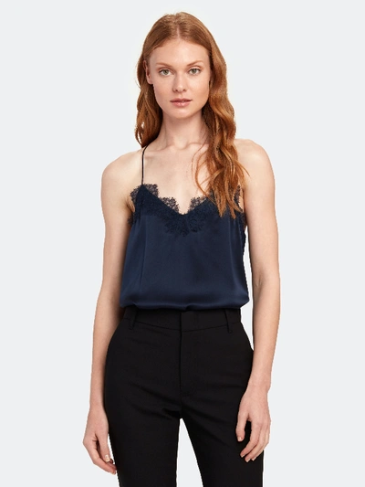 Shop Cami Nyc The Racer Silk Charmeuse Cami In Blue