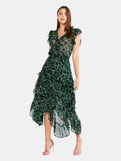 Shop Misa Dakota Double Layer Chiffon Midi Dress - Xs In Green