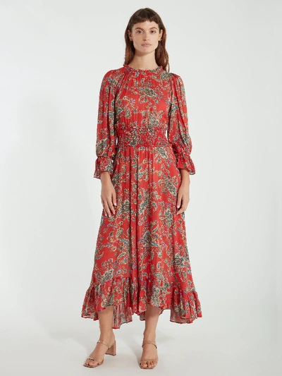 Shop Icons Objects Of Devotion The Long Peasant Midi Dress - Xs - Also In: M, L In Red