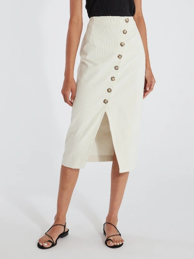 Shop Ellejay Karina Corduroy Midi Skirt In White