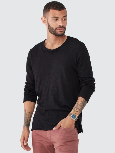 Shop Atm Anthony Thomas Melillo Slub Jersey Long Sleeve Destroyed Wash T-shirt In Black