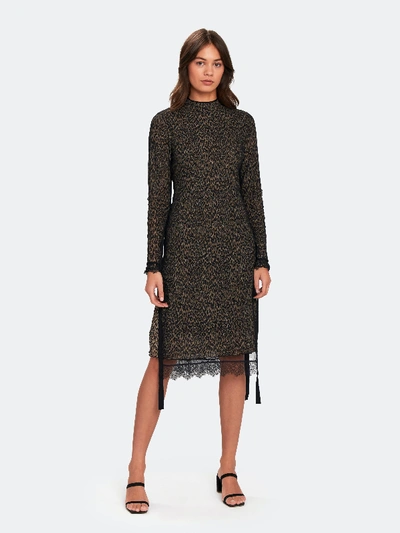 Shop Allsaints Kiara Linleo Lace Trim Midi Dress In Brown